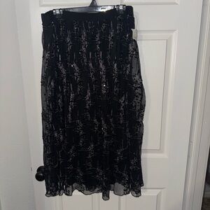 Cato Black and Silver Midi Skirt